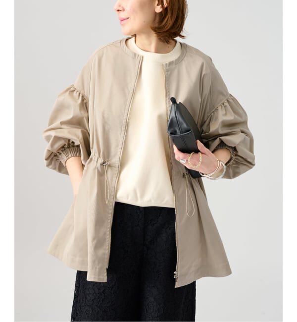 VERMEIL par iena「《追加》ノーカラーギャザーZIPブルゾン」|その他|