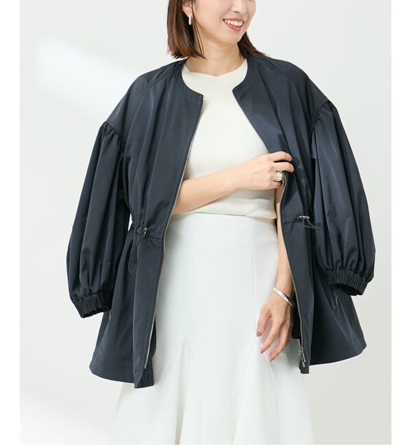 VERMEIL par iena「《追加》ノーカラーギャザーZIPブルゾン」|その他|