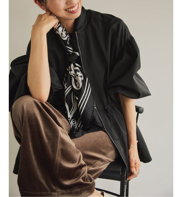 VERMEIL par iena「《追加》ノーカラーギャザーZIPブルゾン」|その他|