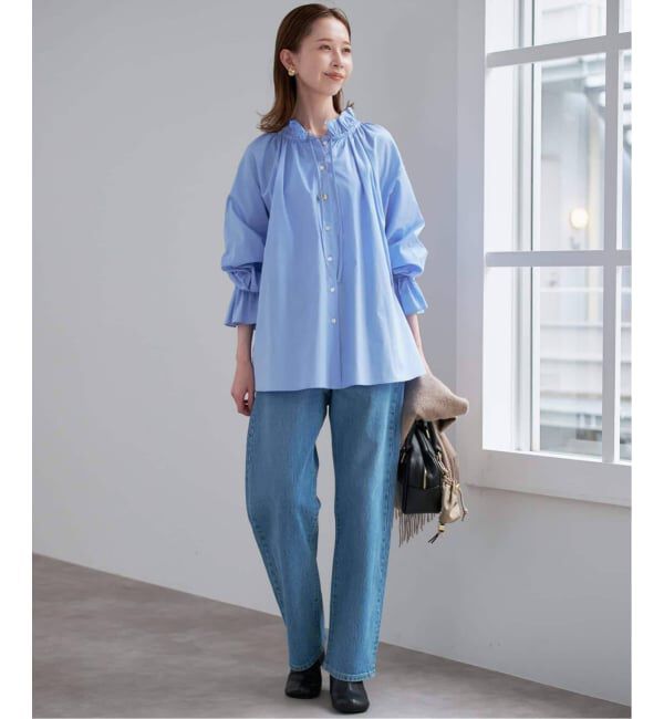 SLOBE IENA「《WEB限定/追加2》タイプライターフリルカラーブラウス」|シャツ・ブラウス|