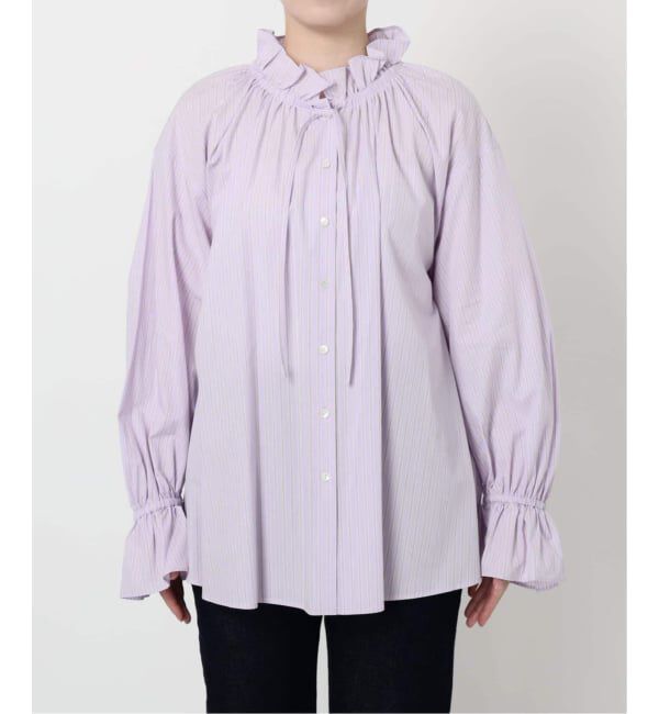 SLOBE IENA「《WEB限定/追加2》タイプライターフリルカラーブラウス」|シャツ・ブラウス|