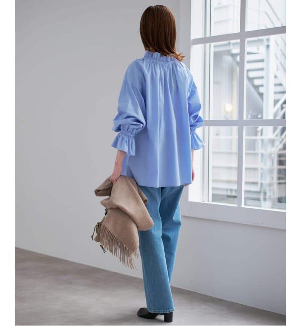 SLOBE IENA「《WEB限定/追加2》タイプライターフリルカラーブラウス」|シャツ・ブラウス|