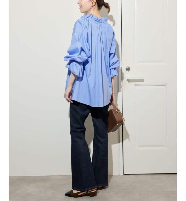 SLOBE IENA「《WEB限定/追加2》タイプライターフリルカラーブラウス」|シャツ・ブラウス|