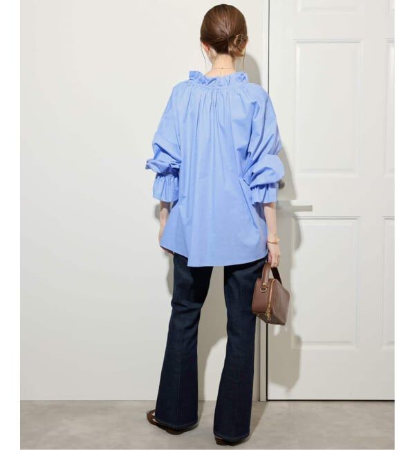 SLOBE IENA「《WEB限定/追加2》タイプライターフリルカラーブラウス」|シャツ・ブラウス|