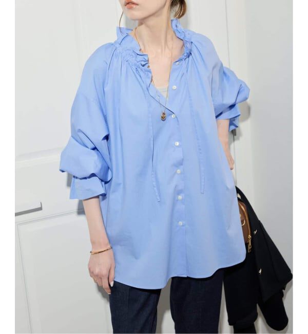 SLOBE IENA「《WEB限定/追加2》タイプライターフリルカラーブラウス」|シャツ・ブラウス|