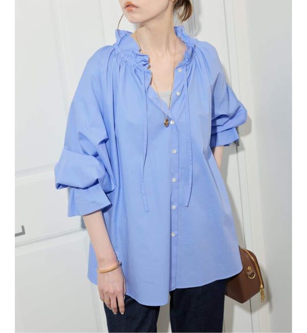 SLOBE IENA「《WEB限定/追加2》タイプライターフリルカラーブラウス」|シャツ・ブラウス|