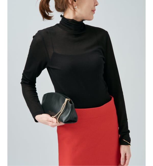 VERMEIL par iena「シアーフライス タートルネックプルオーバー」|Tシャツ・カットソー|ブラック