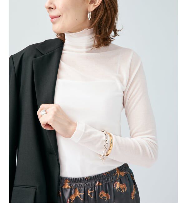 VERMEIL par iena「シアーフライス タートルネックプルオーバー」|Tシャツ・カットソー|ホワイト