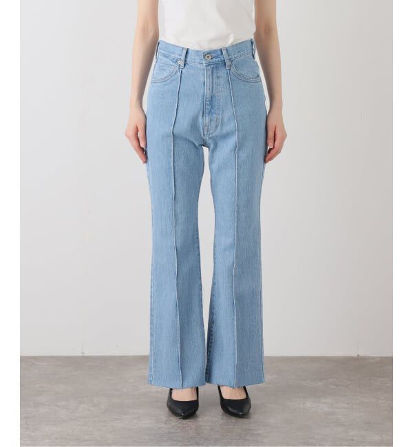 SLOBE IENA「LE DENIM PINNED FLARE LEG」|デニム|サックスブルー B