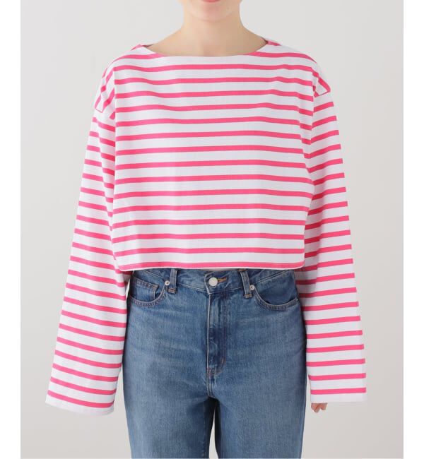 SLOBE IENA「クロップドボーダーカットソー」|Tシャツ・カットソー|ピンク