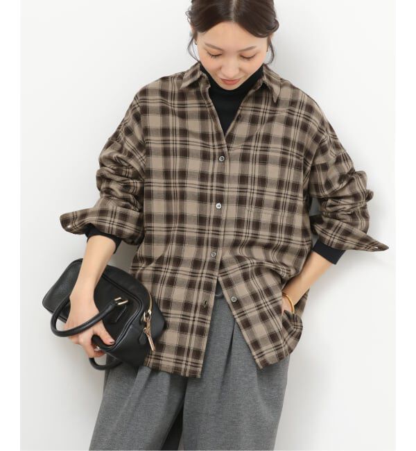 JOURNAL STANDARD relume「《追加2》CHECKオーバーサイズシャツ」|シャツ・ブラウス|ベージュ