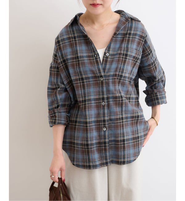 JOURNAL STANDARD relume「《追加2》CHECKオーバーサイズシャツ」|シャツ・ブラウス|ブルー