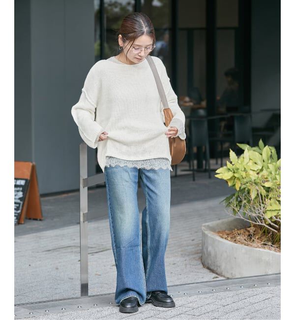 JOURNAL STANDARD「《追加2》レースヘム クルーネックシアーロングT」|Tシャツ・カットソー|