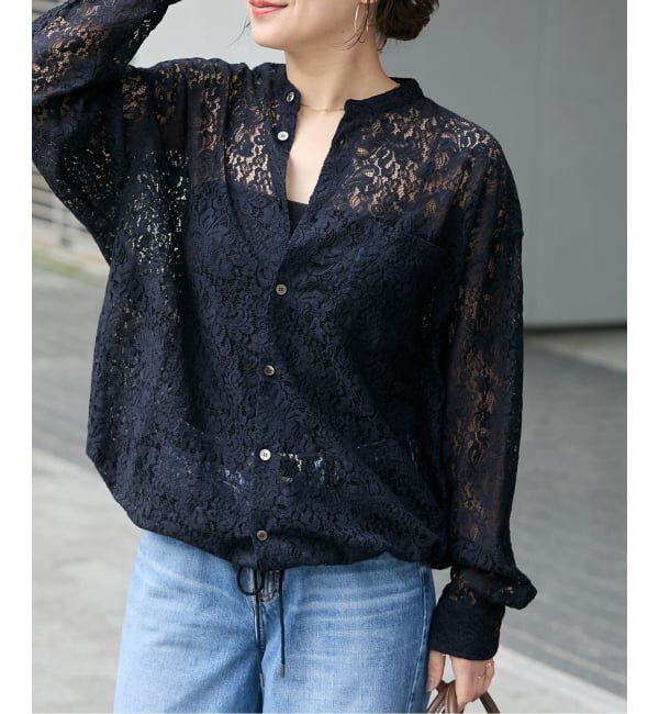 JOURNAL STANDARD「《WEB限定追加予約2》スタンドカラーレースロングスリーブブラウス」|シャツ・ブラウス|