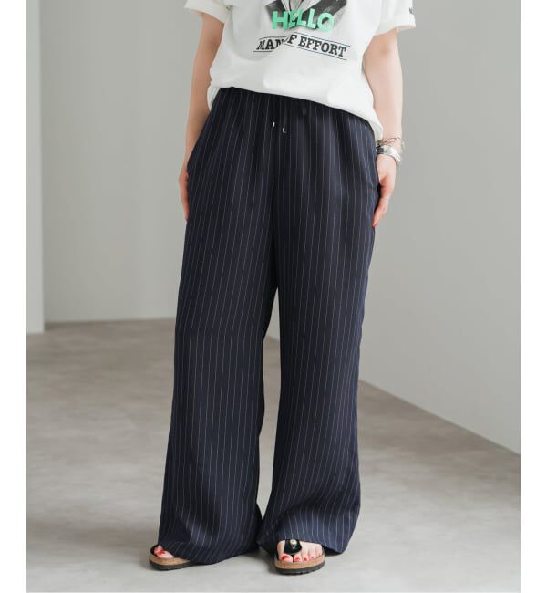 Spick and Span「《WEB限定 / 追加》ジョーゼットイージーパンツ」|スラックス|ネイビーベース