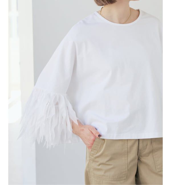 Spick and Span「《予約》AAYUSHI / アユーシ フェザーフリルカットソー」|Tシャツ・カットソー|