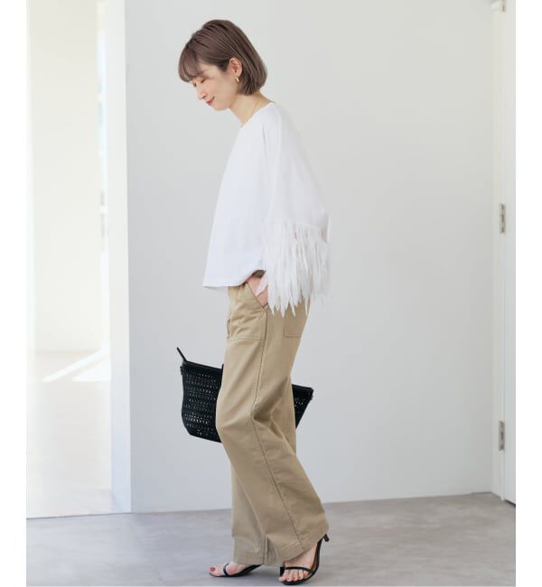 Spick and Span「《予約》AAYUSHI / アユーシ フェザーフリルカットソー」|Tシャツ・カットソー|