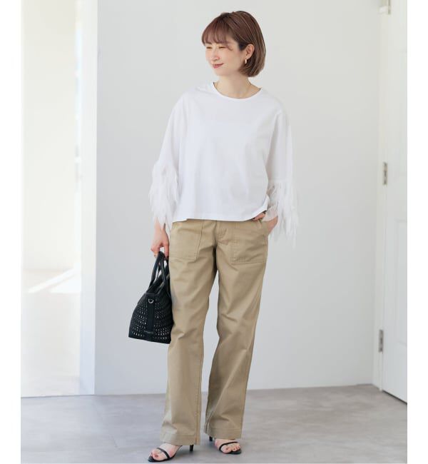 Spick and Span「《予約》AAYUSHI / アユーシ フェザーフリルカットソー」|Tシャツ・カットソー|