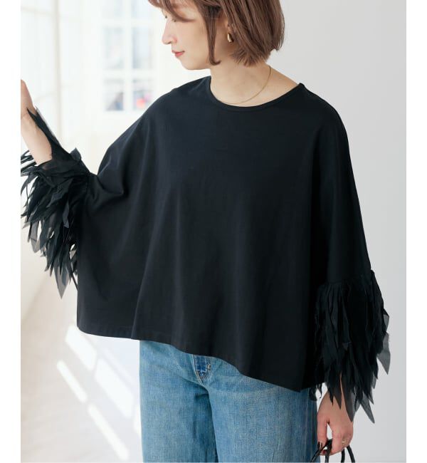 Spick and Span「《予約》AAYUSHI / アユーシ フェザーフリルカットソー」|Tシャツ・カットソー|