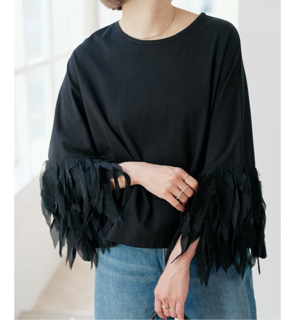 Spick and Span「《予約》AAYUSHI / アユーシ フェザーフリルカットソー」|Tシャツ・カットソー|