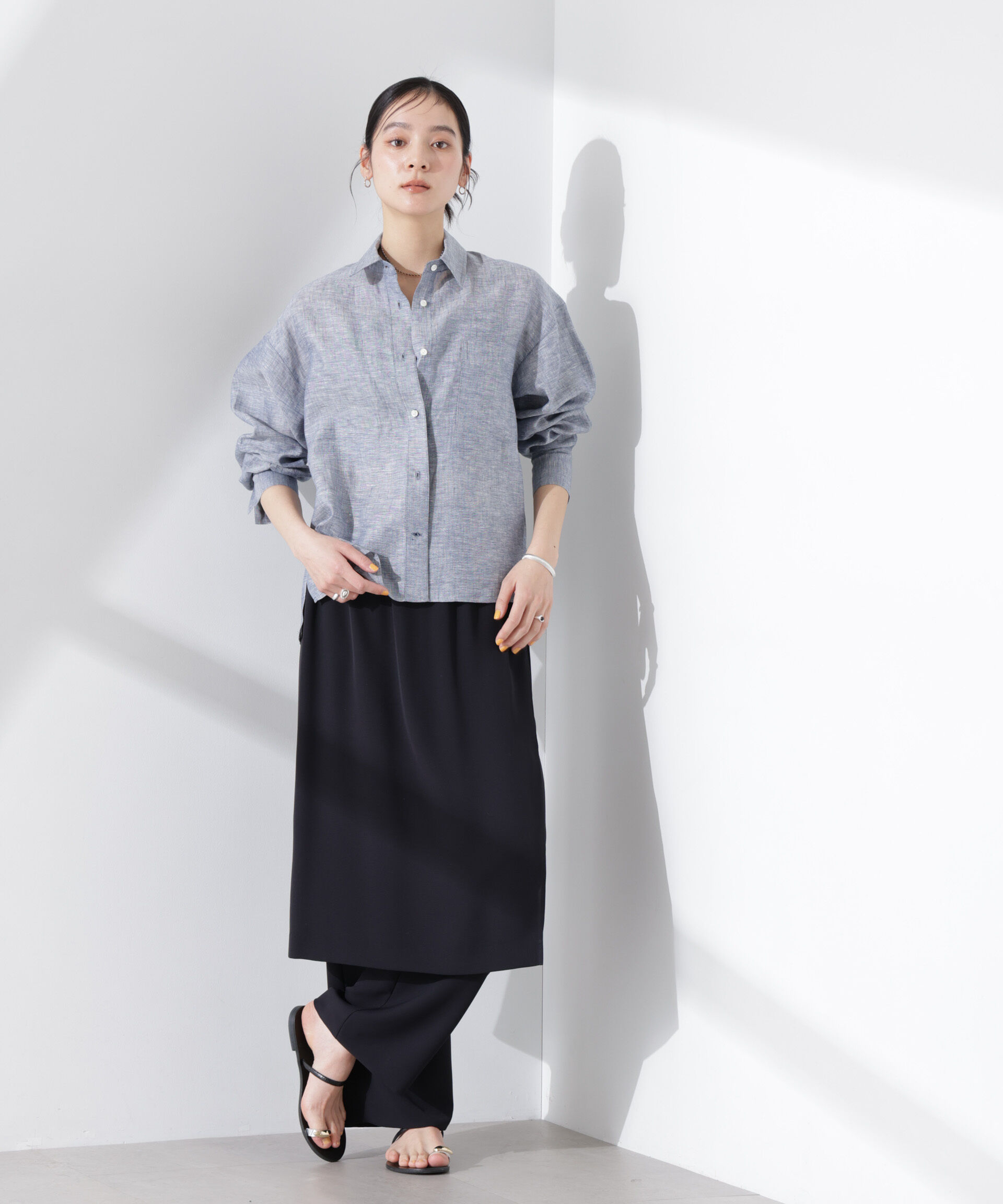 nano･universe「ラップスカート付きツイルパンツ」|チノ|