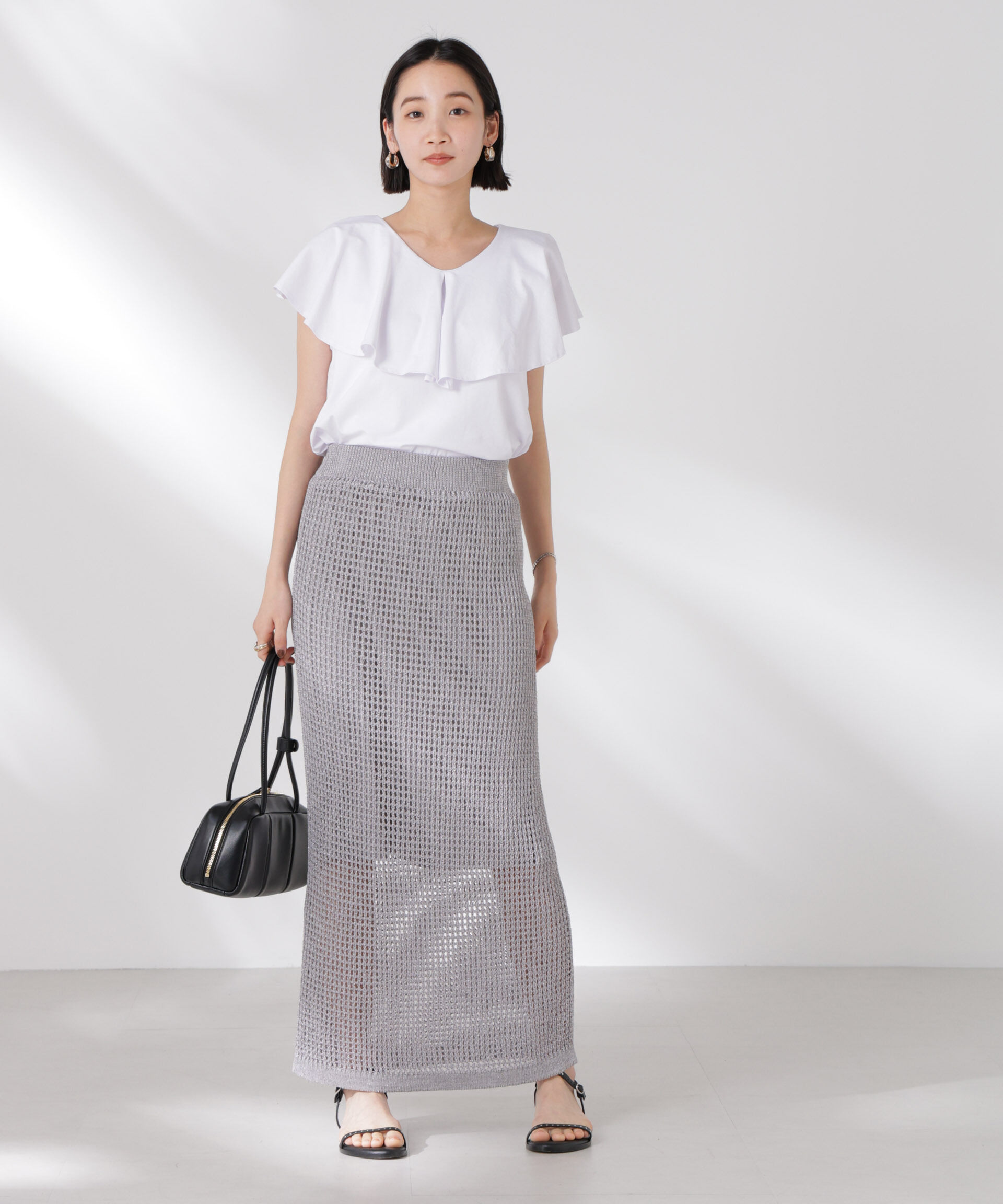 nano･universe「ラッフルカラーカットノースリーブトップス」|Tシャツ・カットソー|