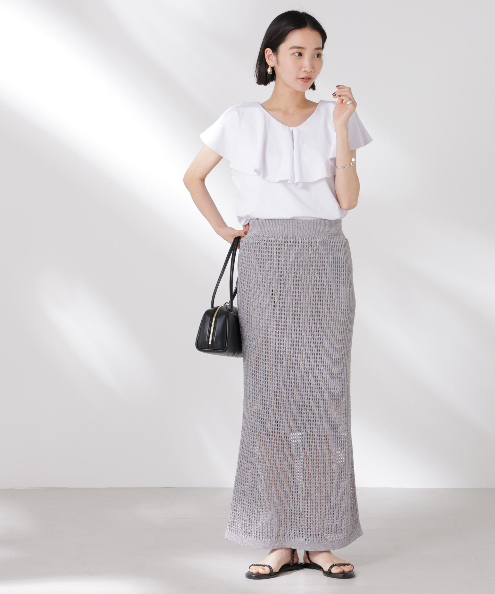 nano･universe「ラッフルカラーカットノースリーブトップス」|Tシャツ・カットソー|