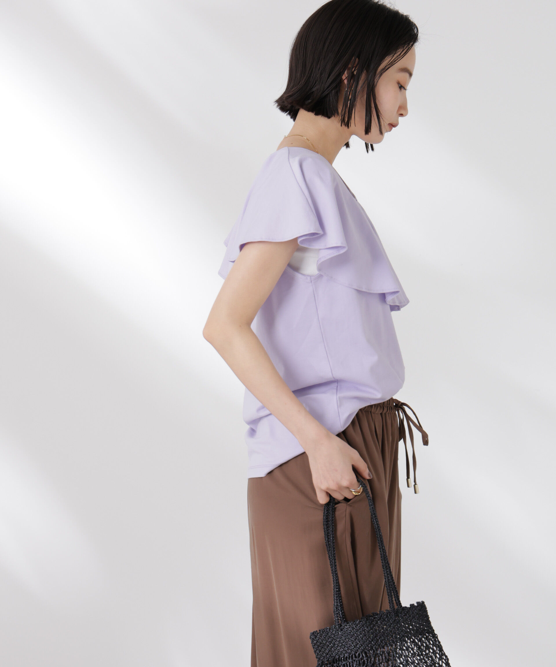 nano･universe「ラッフルカラーカットノースリーブトップス」|Tシャツ・カットソー|