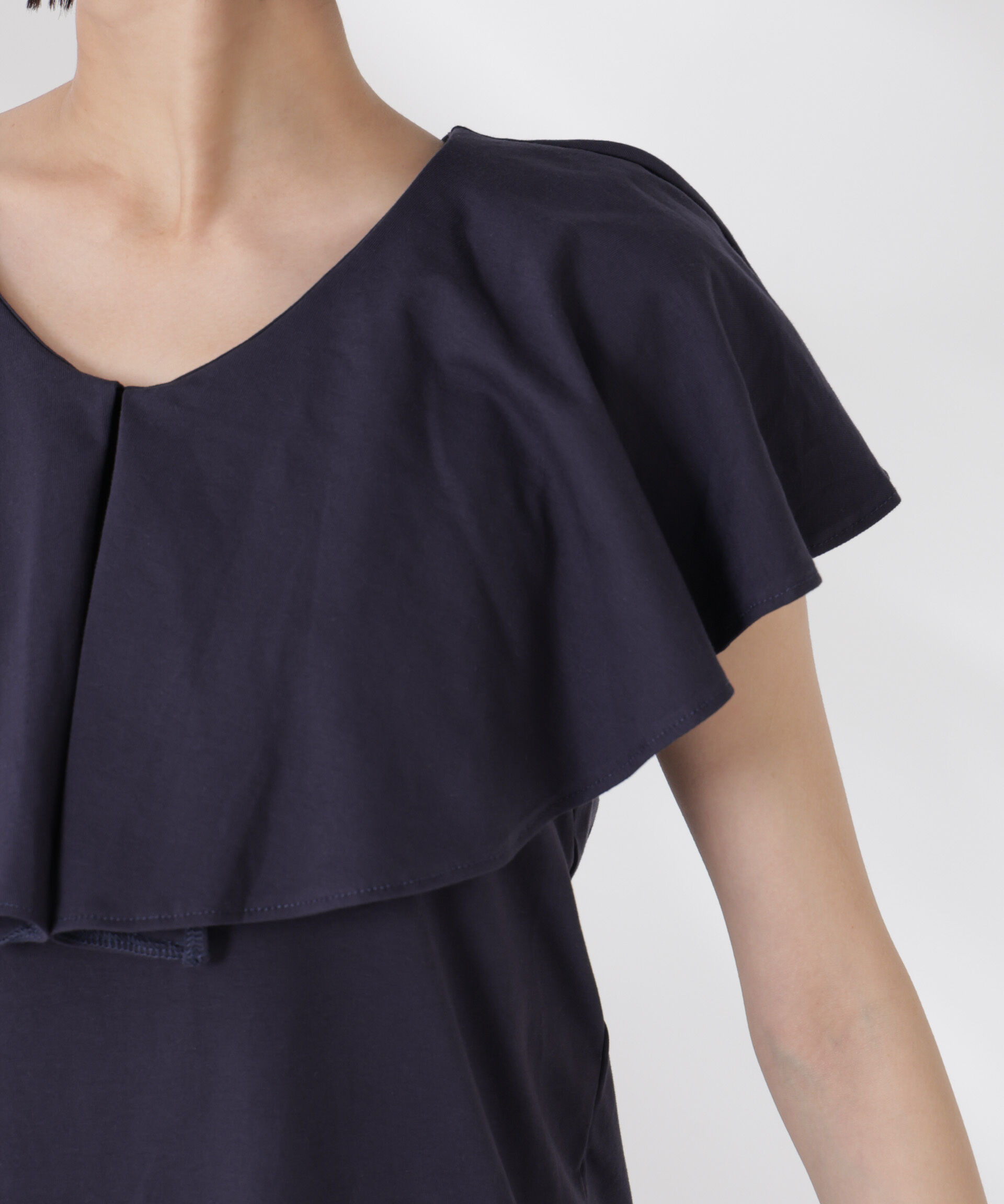 nano･universe「ラッフルカラーカットノースリーブトップス」|Tシャツ・カットソー|