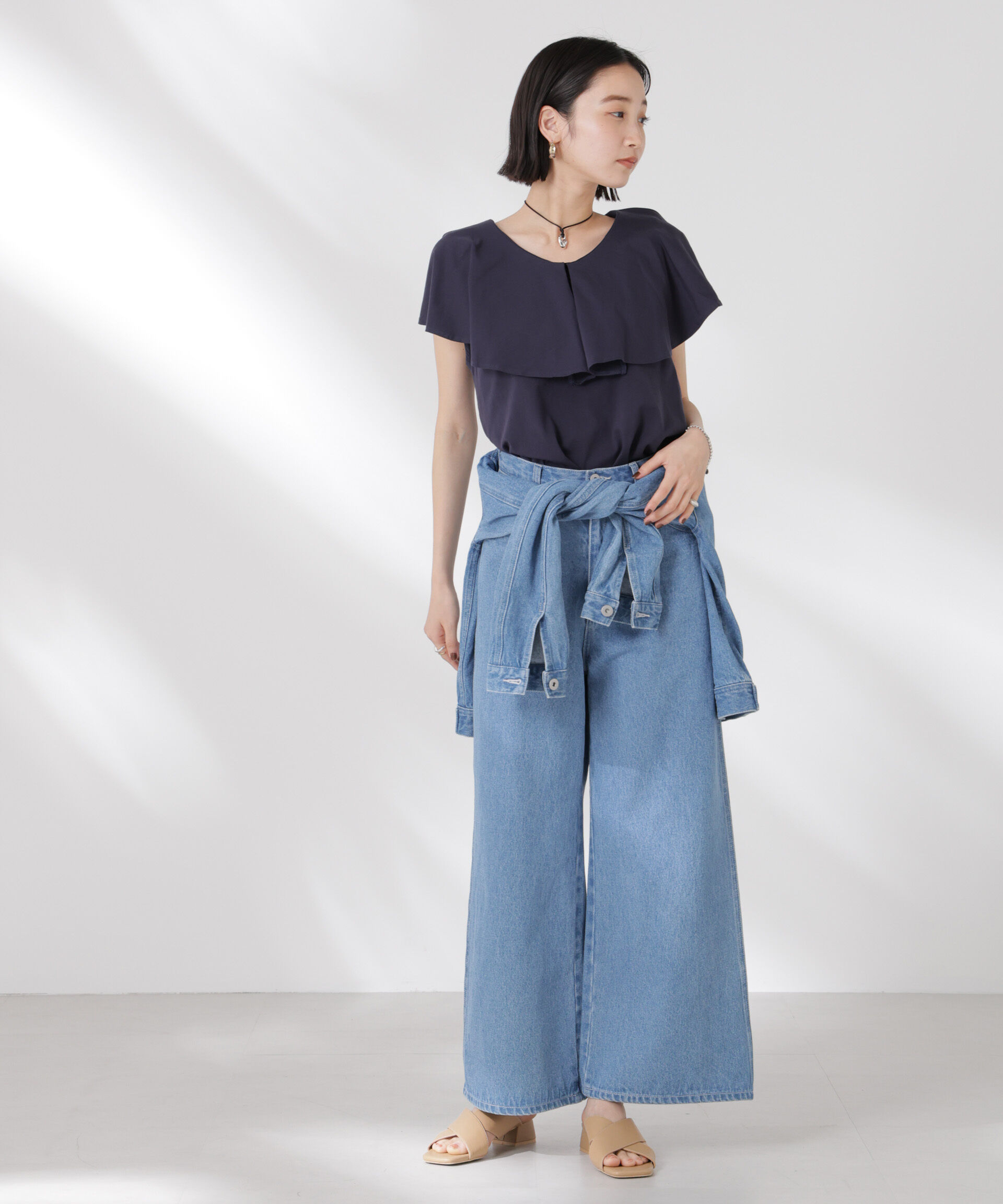 nano･universe「ラッフルカラーカットノースリーブトップス」|Tシャツ・カットソー|