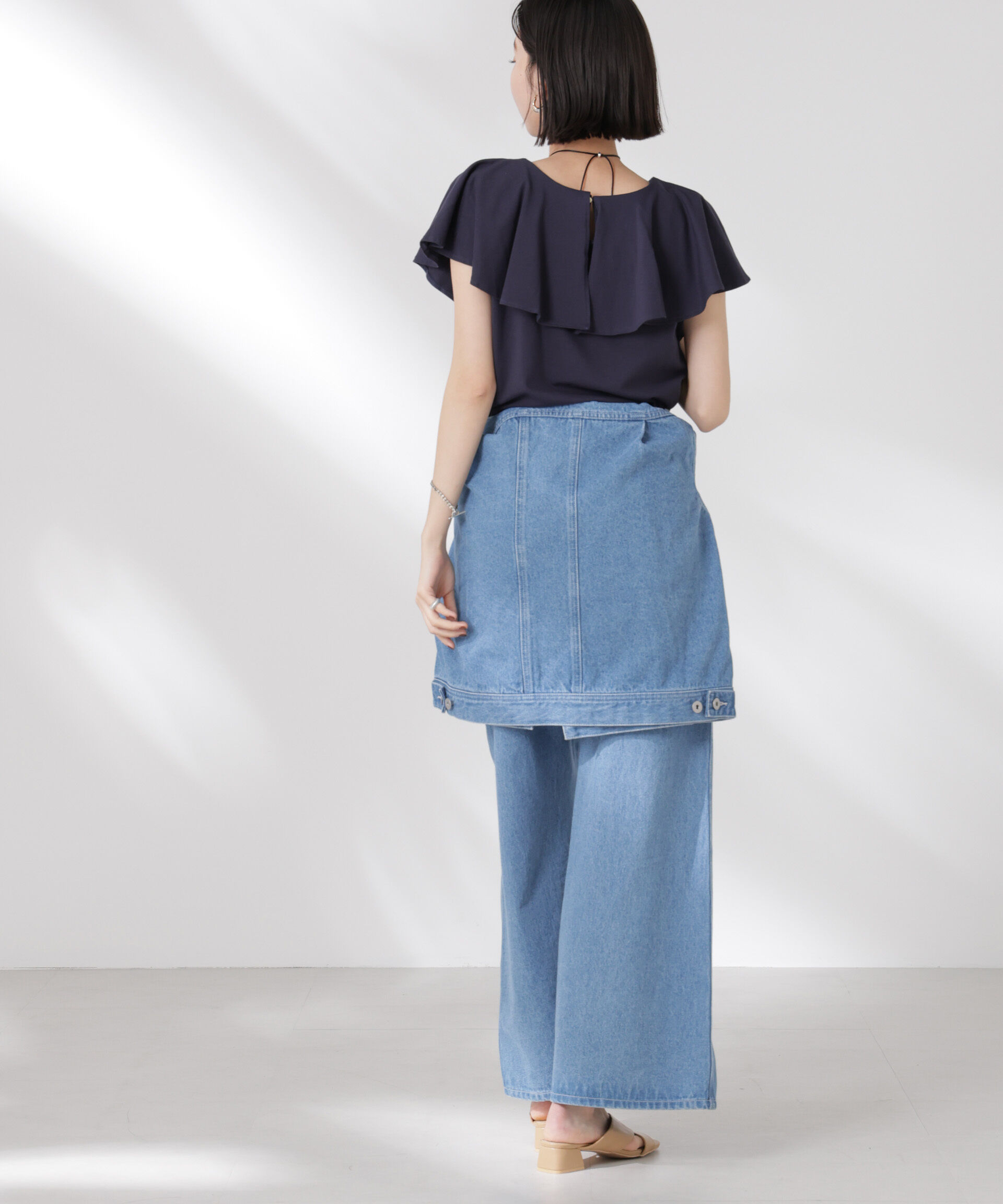 nano･universe「ラッフルカラーカットノースリーブトップス」|Tシャツ・カットソー|