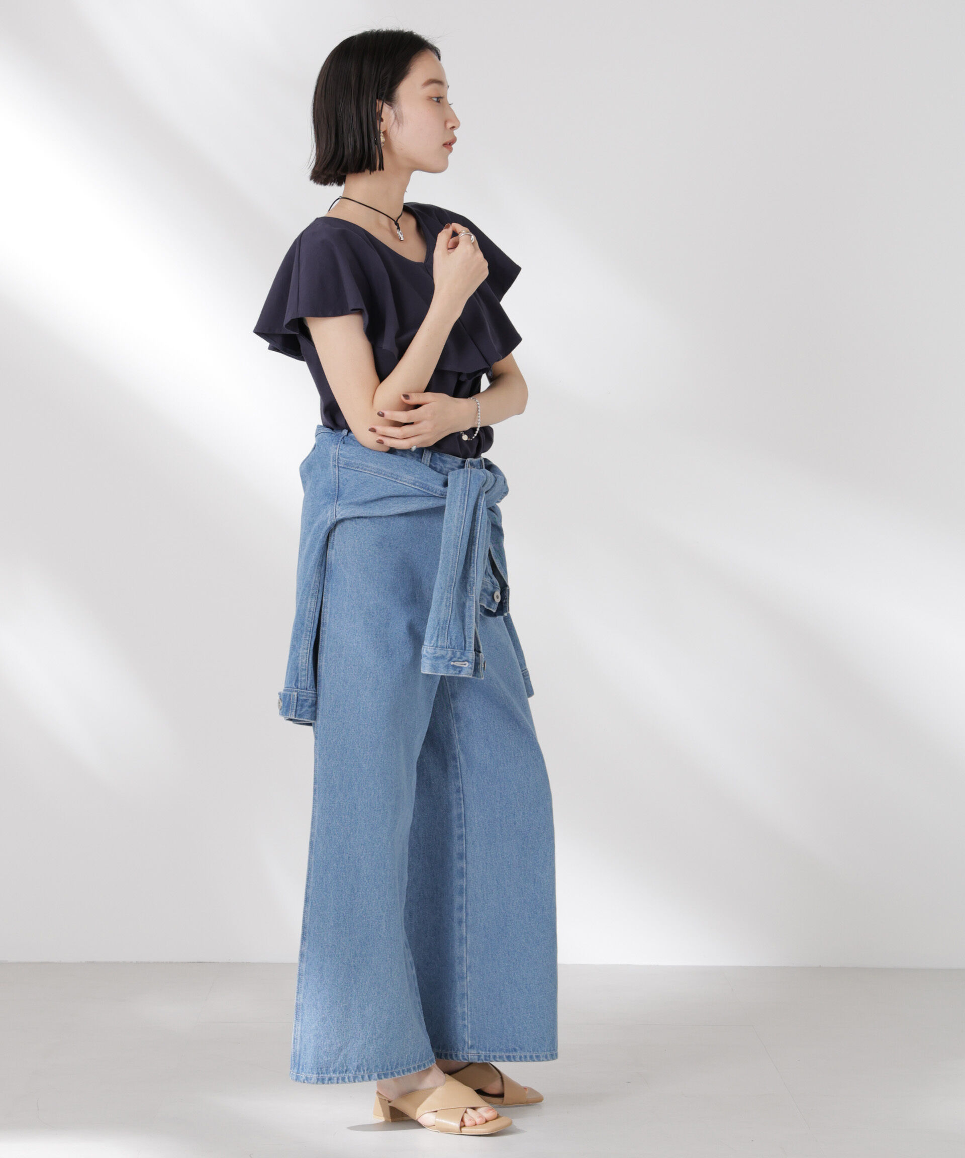 nano･universe「ラッフルカラーカットノースリーブトップス」|Tシャツ・カットソー|