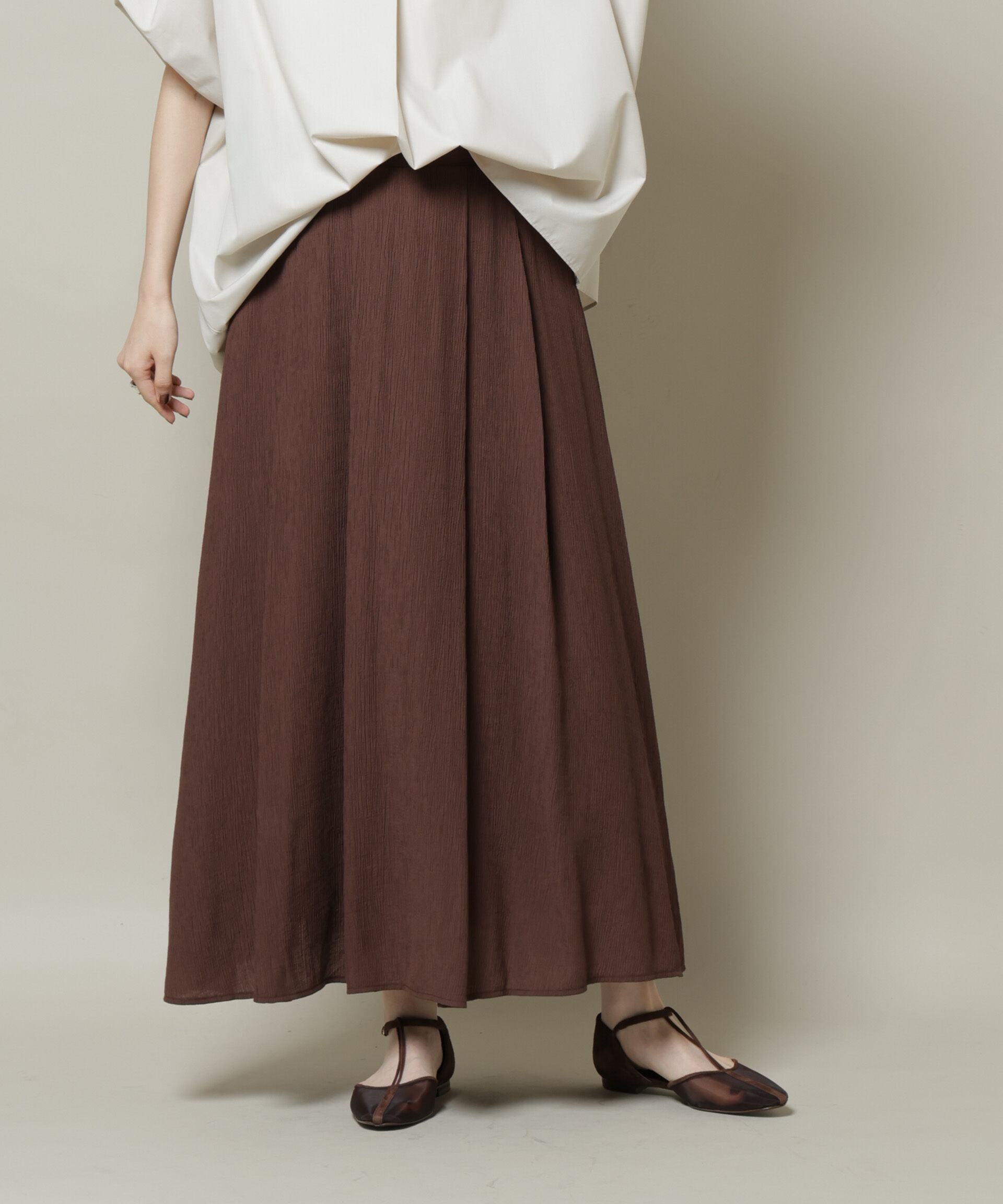 nano･universe「楊柳タックフレアスカート」|スカート|