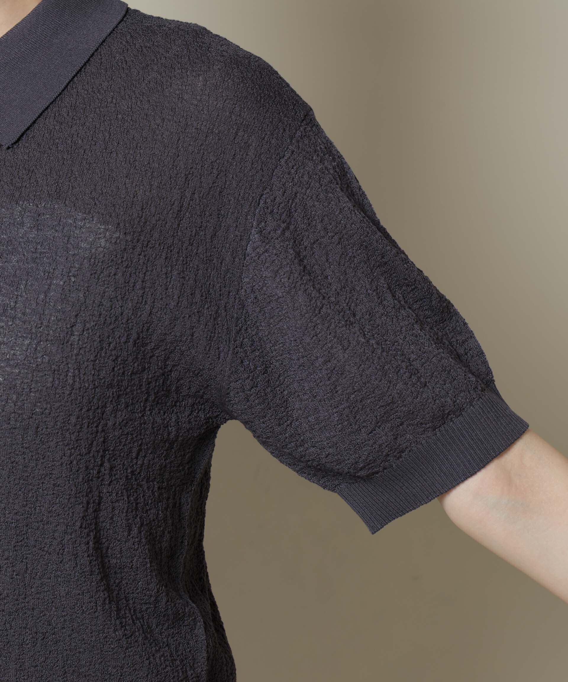 nano･universe「梨地半袖ポロニット」|ニット・セーター|