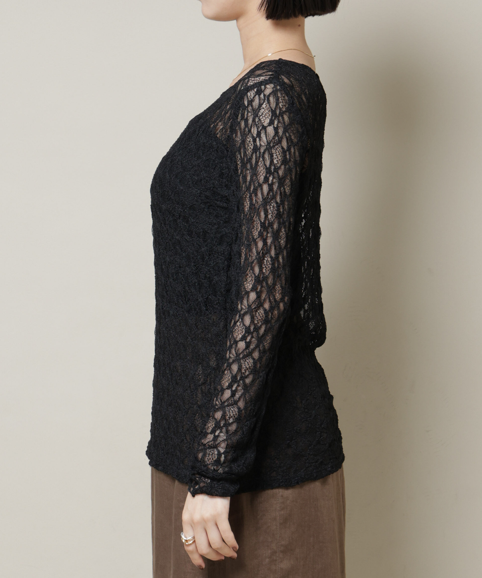 nano･universe「シアーレースロングスリーブトップス(セットアップ可)」|Tシャツ・カットソー|