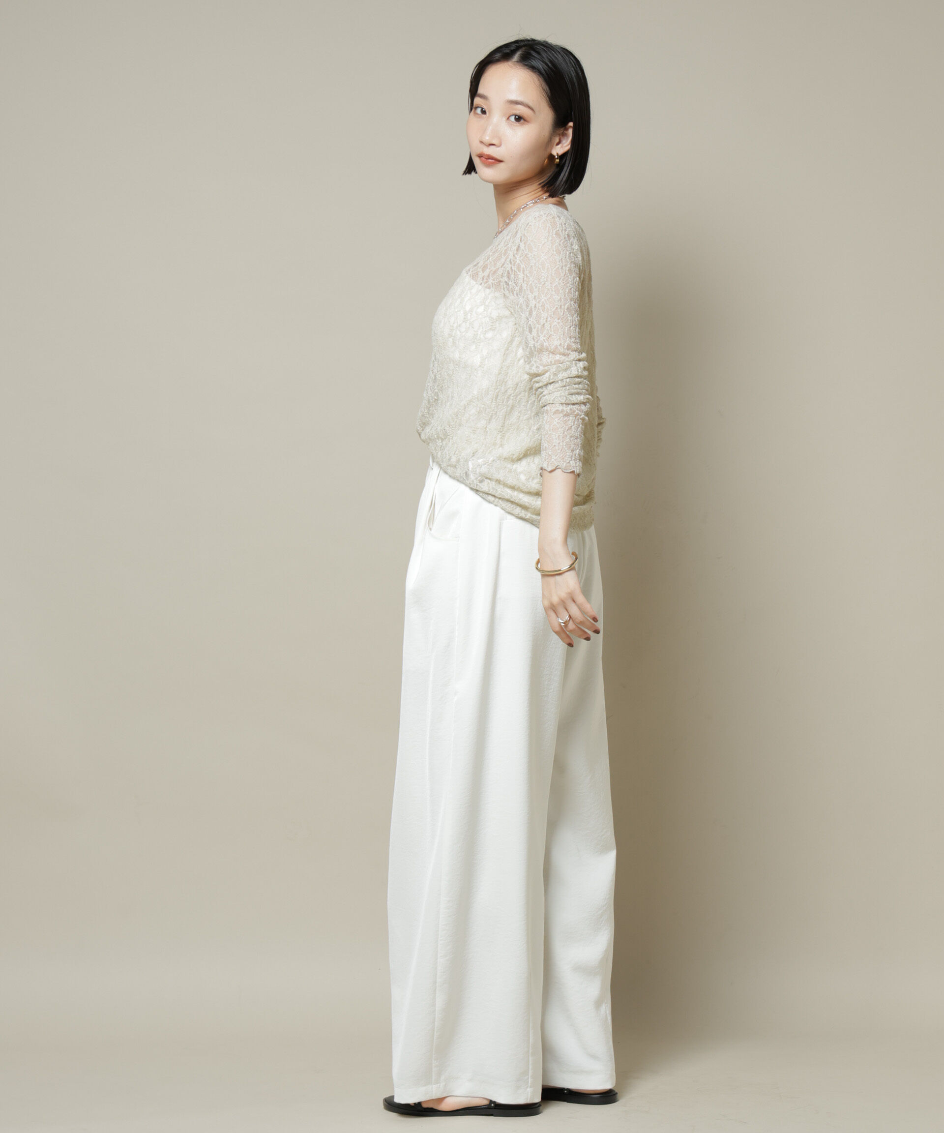 nano･universe「シアーレースロングスリーブトップス(セットアップ可)」|Tシャツ・カットソー|