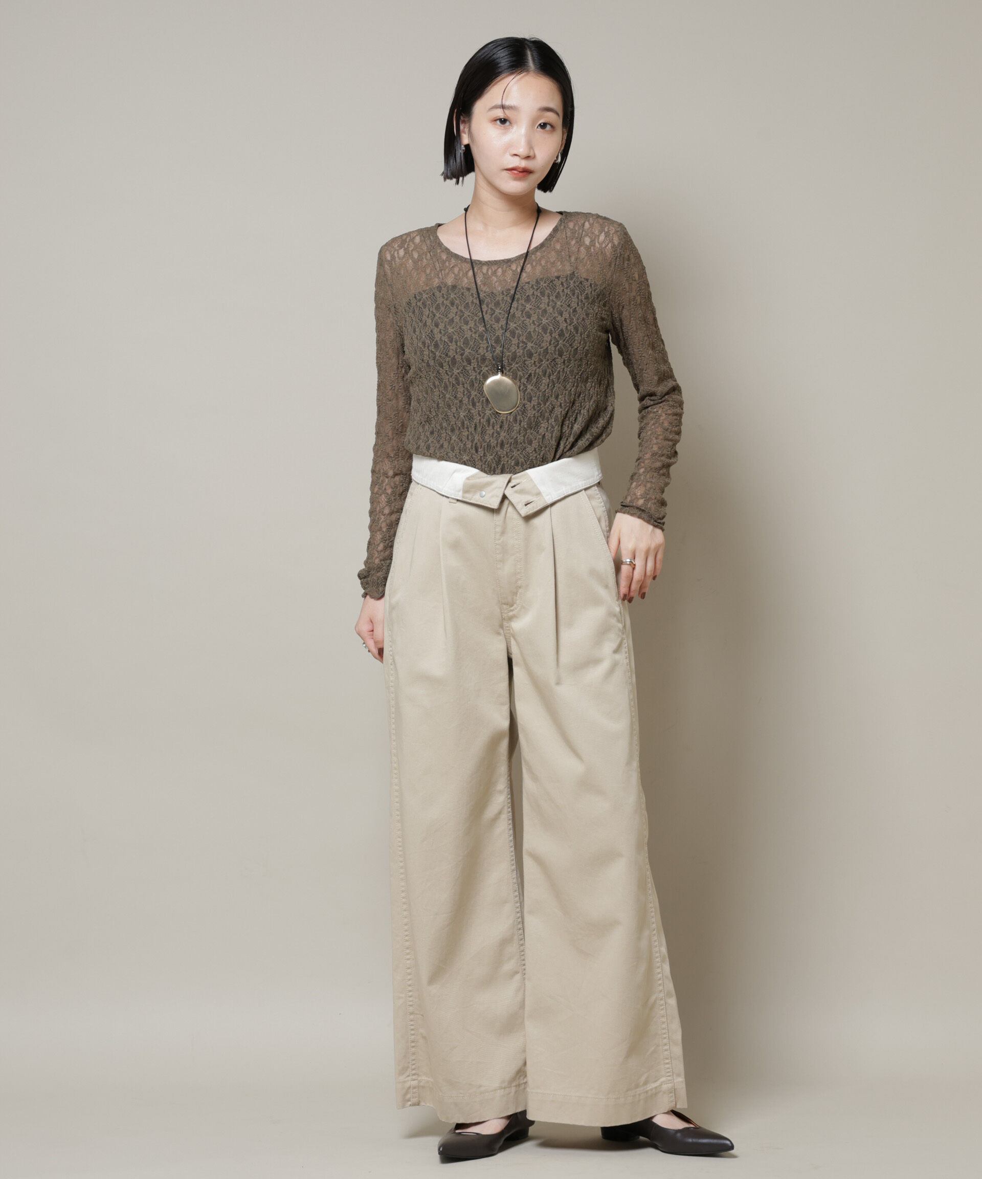 nano･universe「シアーレースロングスリーブトップス(セットアップ可)」|Tシャツ・カットソー|