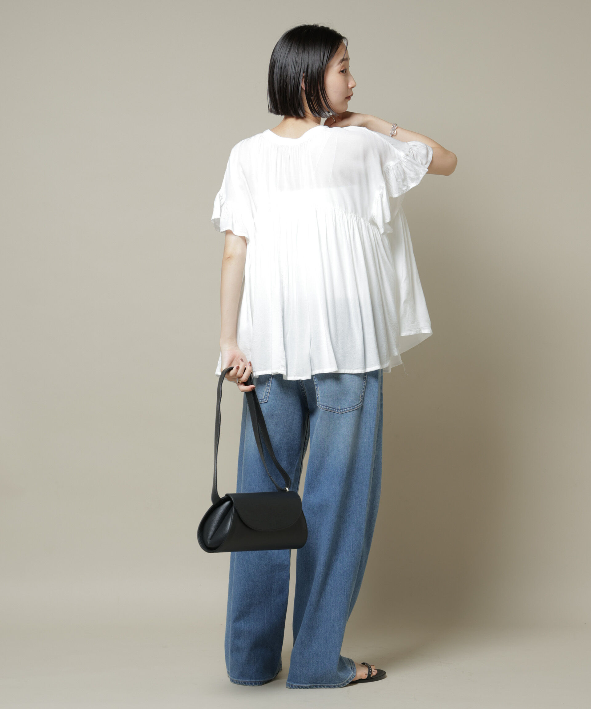 nano･universe「made in INDIA フリルスリーブギャザーブラウス(セットアップ可)」|シャツ・ブラウス|