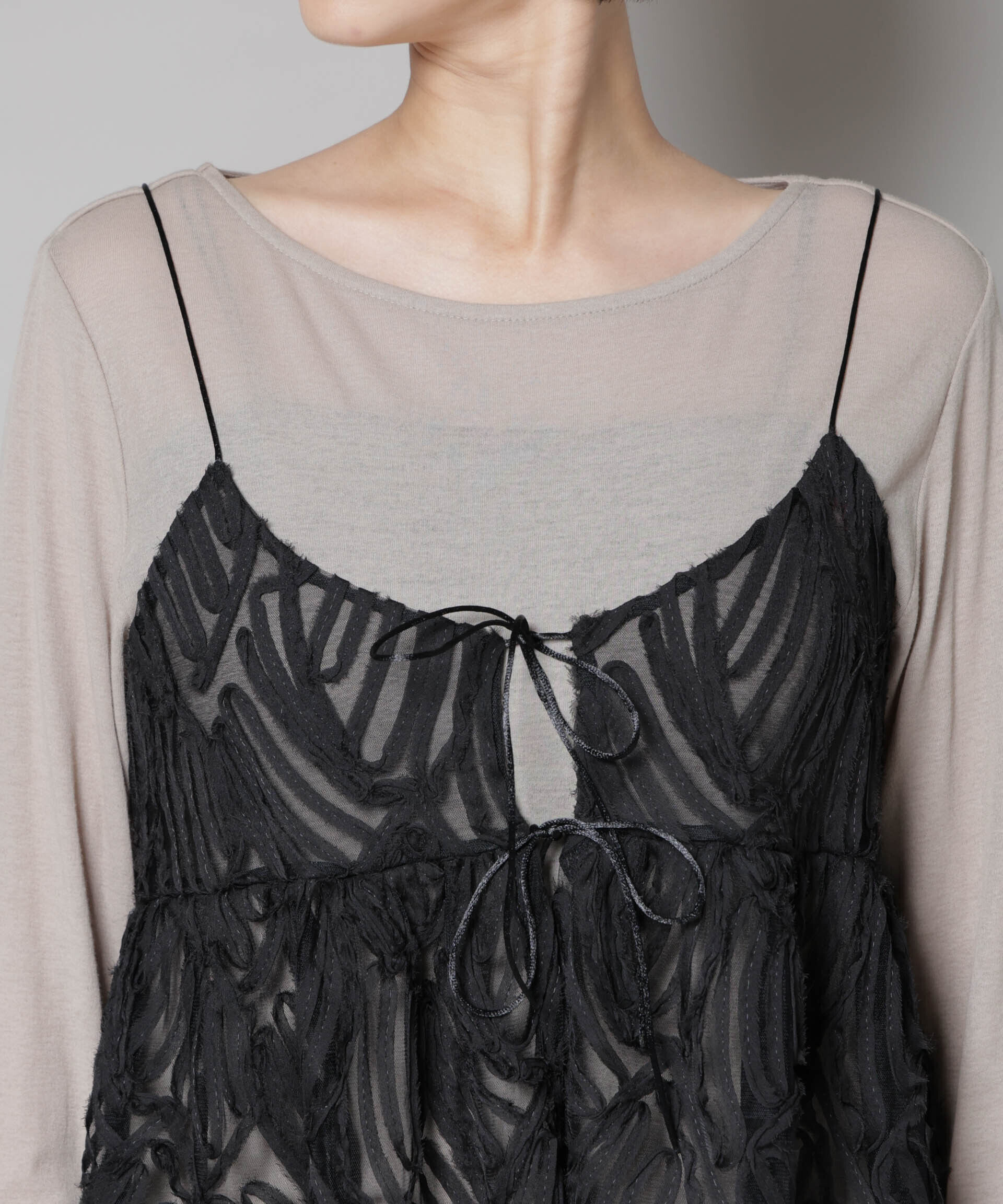 nano･universe「テープ刺繍チュール前後2wayキャミソールビスチェ(セットアップ可)」|シャツ・ブラウス|