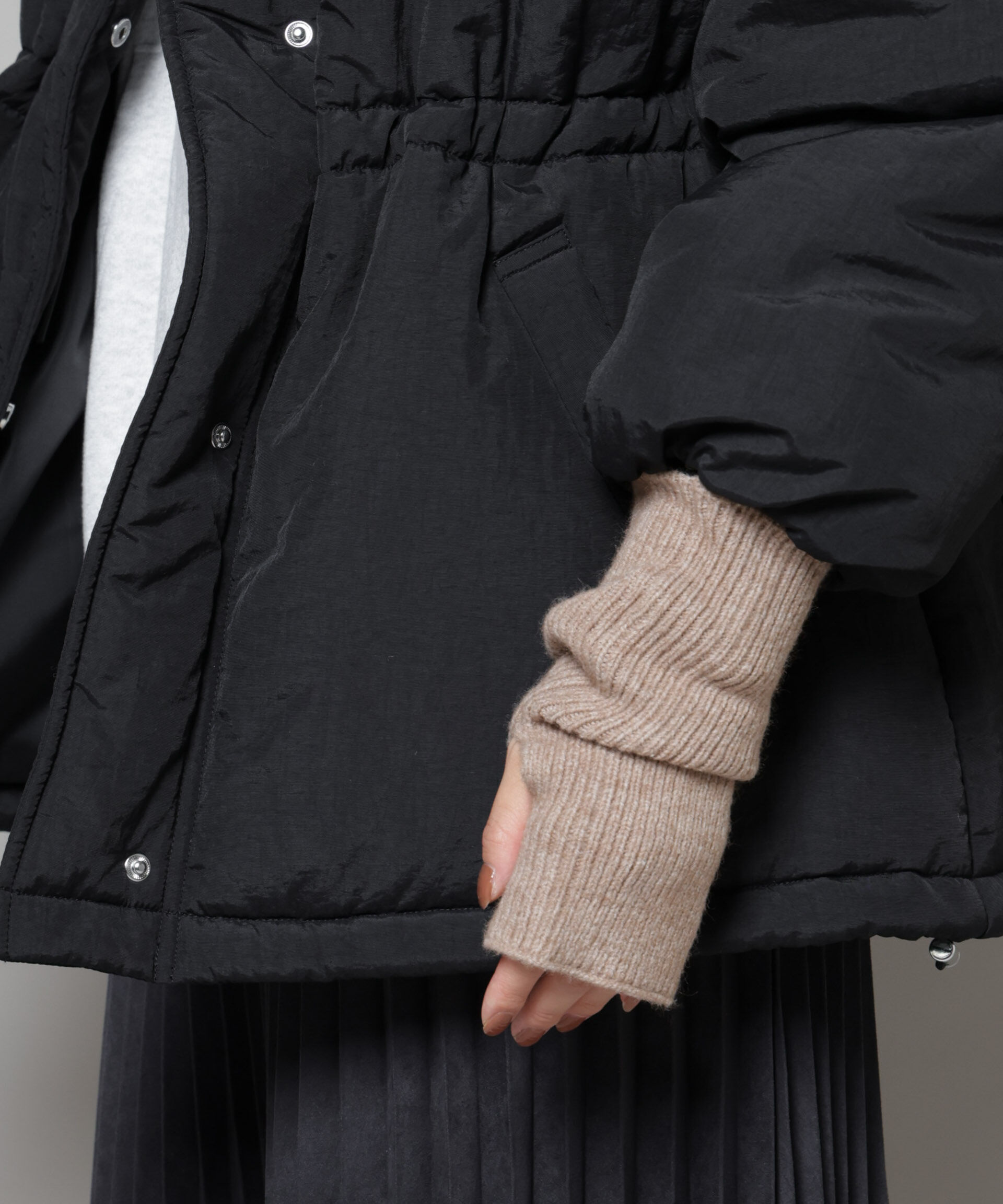 nano･universe「リブニットアームウォーマー」|手袋|ベージュ