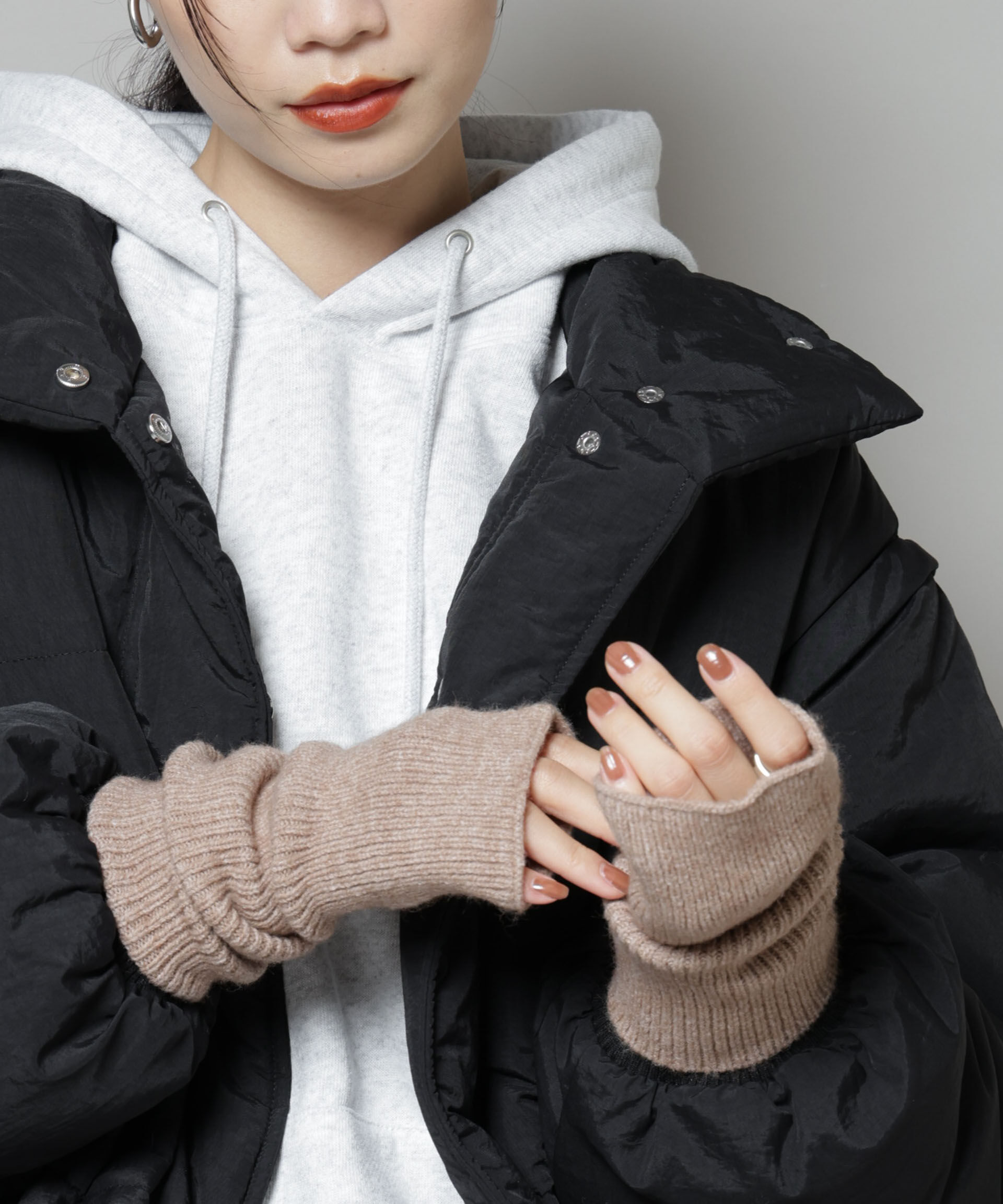 nano･universe「リブニットアームウォーマー」|手袋|