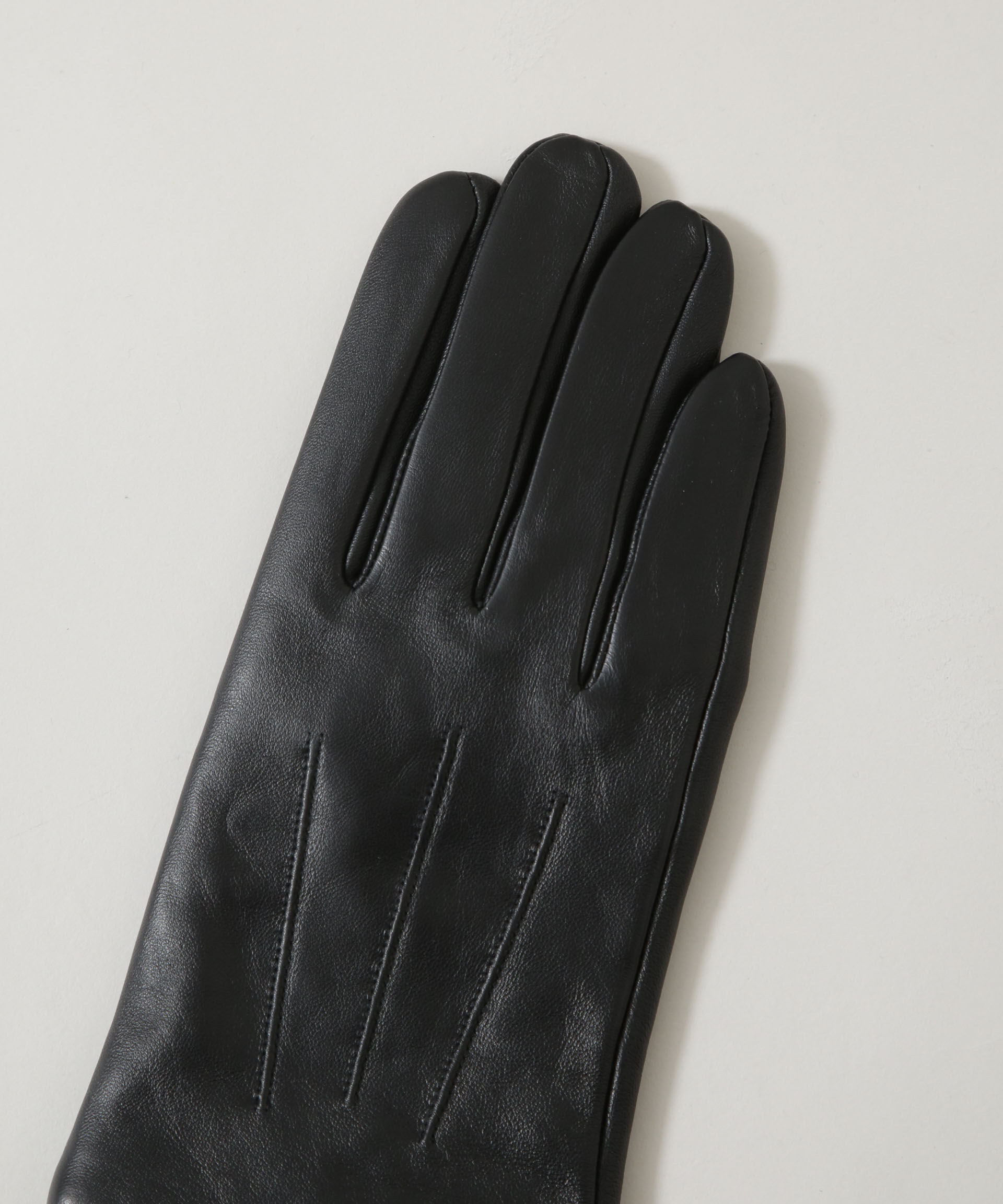 nano･universe「タッチパネル対応 リブ付きラムレザーグローブ」|手袋|