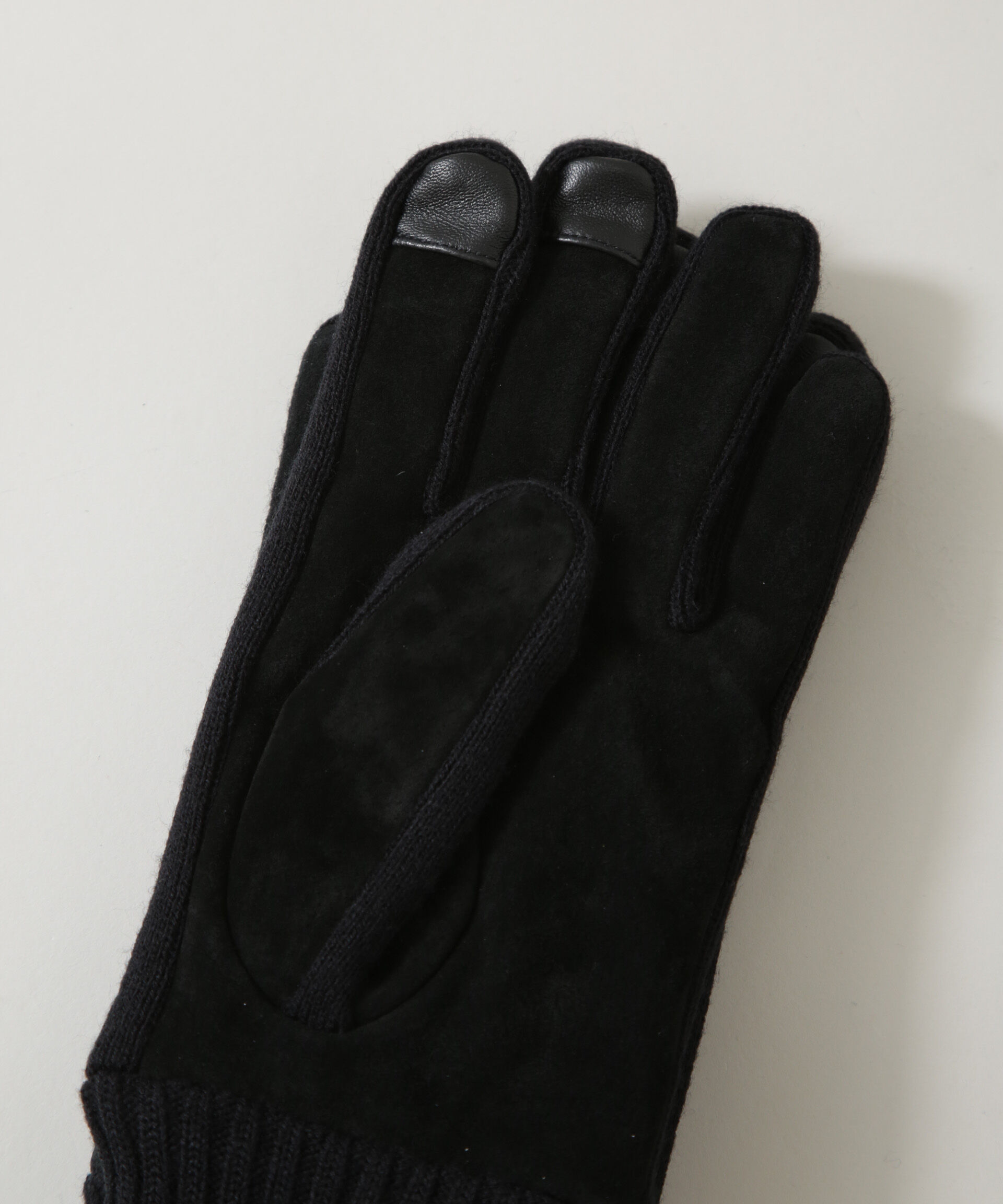 nano･universe「タッチパネル対応 Thinsulate スウェード&times;ニット切替グローブ」|手袋|