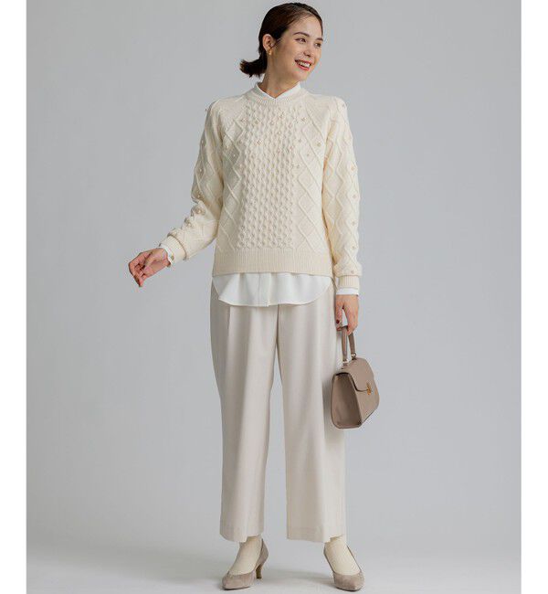 組曲「【WEB限定】パール釦ケーブル ニット」|ニット・セーター|