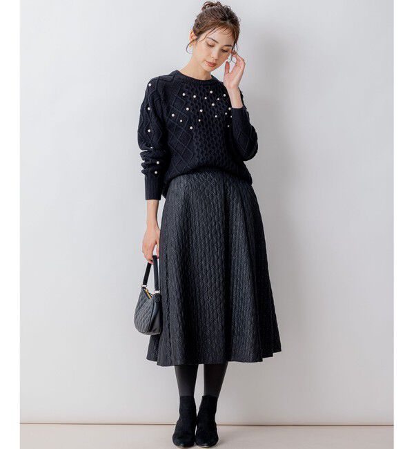 組曲「【WEB限定】パール釦ケーブル ニット」|ニット・セーター|