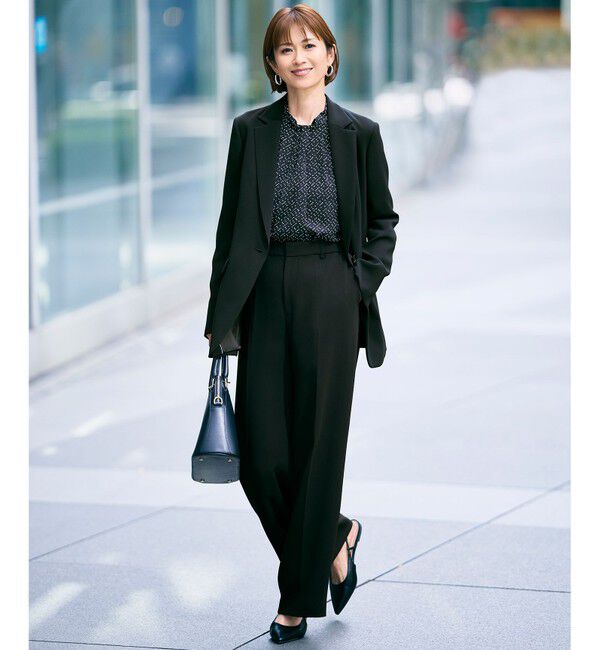 自由区「【ご好評アイテム・カタログ掲載・セレモニー・通勤】トリアセダブルクロスワイドストレート パンツ」|その他|