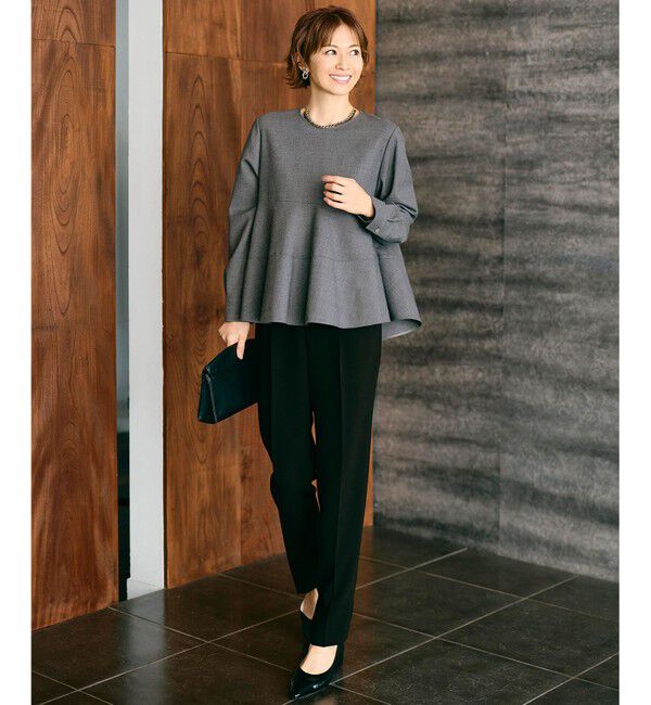 自由区「【SHIHOさん着用】ソフトウールブレンドペプラム ブラウス」|シャツ・ブラウス|