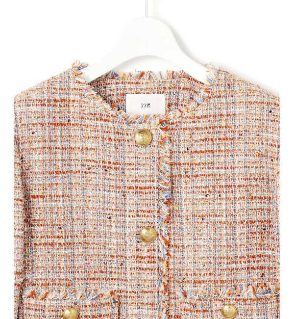 23区「【CanCam掲載】GIOLICAツイード ノーカラー ボタン ジャケット」|その他|