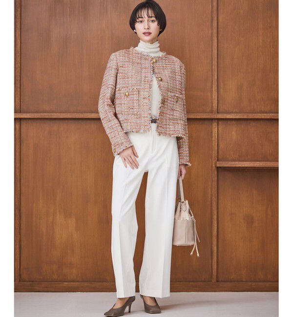 23区「【CanCam掲載】GIOLICAツイード ノーカラー ボタン ジャケット」|その他|