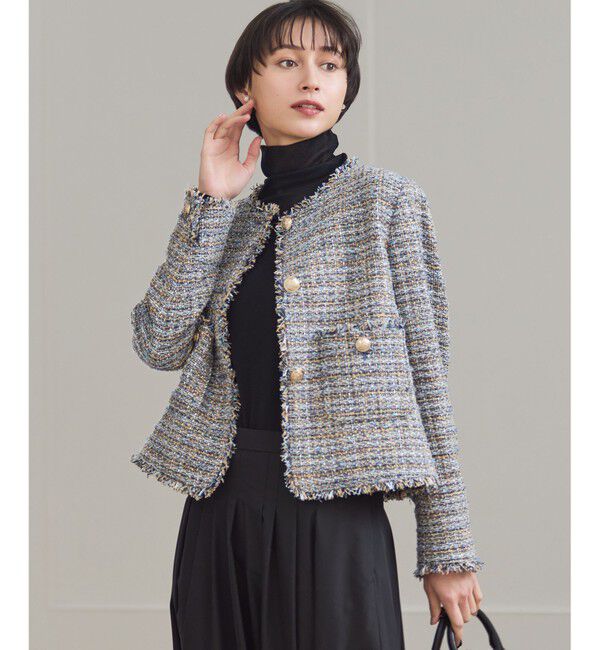 23区「【CanCam掲載】GIOLICAツイード ノーカラー ボタン ジャケット」|その他|ﾌﾞﾙｰﾐｯ